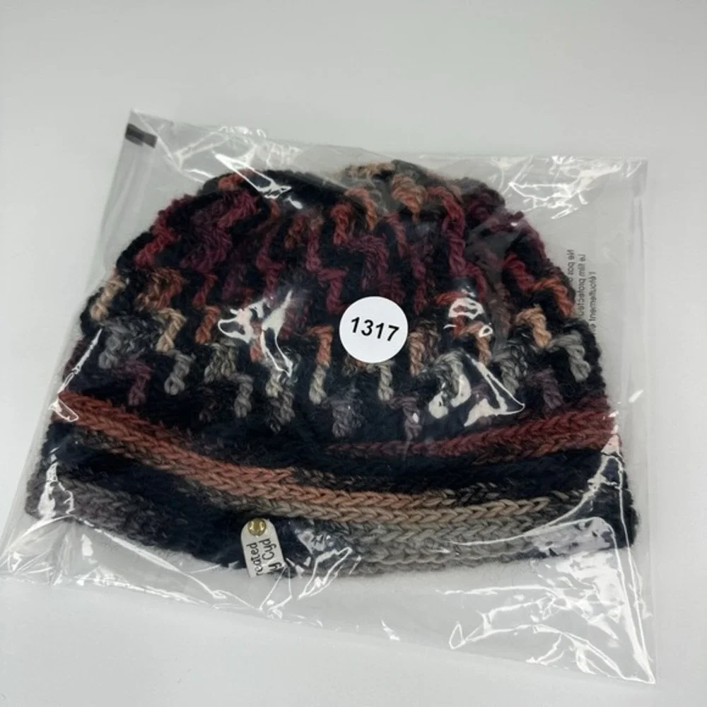 Created by Cyd Handmade Knit Beanie Alpaca Wool Chevron Zig Zag‎ Winter Hat NEW